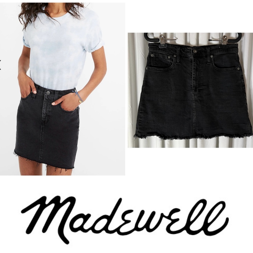 Madewell Stretch Denim Straight Mini Skirt in Ashcraft Wash: Raw-Hemmed Edition